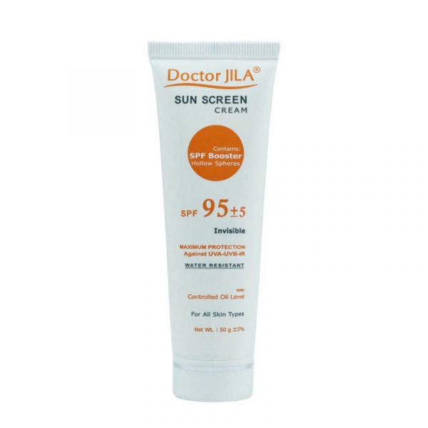 کرم ضد آفتاب SPF 95+5 بی‌رنگ انواع پوست دکتر ژیلا 50 گرم