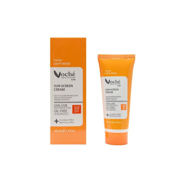 کرم ضد آفتاب بژ طبیعی پوست چرب و مستعد آکنه وچه SPF50 حجم 40 میلی لیتر