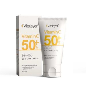 کرم ضد آفتاب بی‌رنگ ویتالیر SPF50 حاوی ویتامین C حجم 40 میلی لیتر